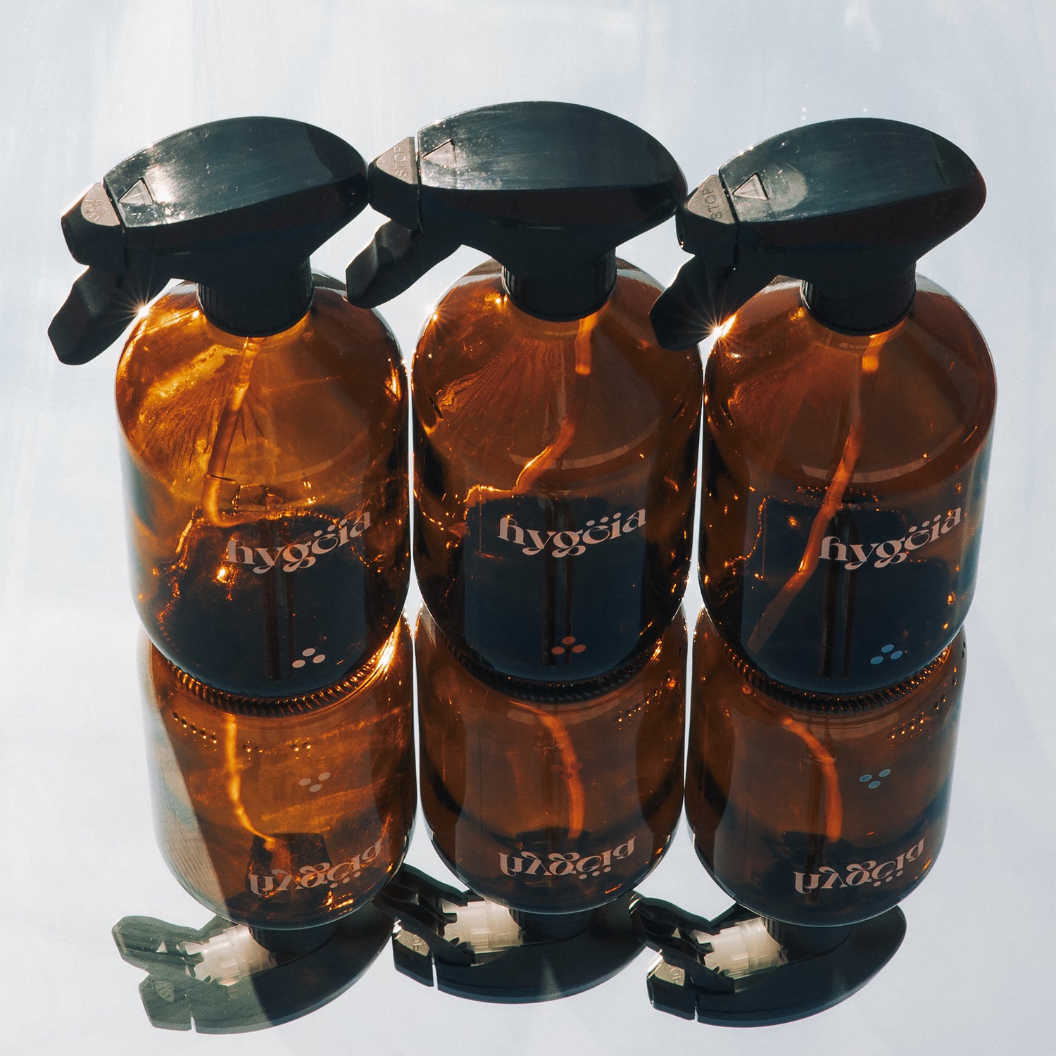 Image of 3 amber glass bottles 